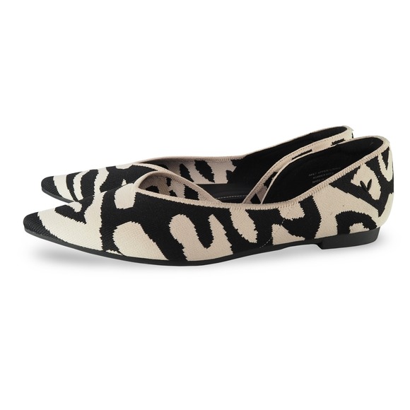 Vivaia Melia Pointed-Toe D'Orsay Flats Women 10.5 Ecru Tiger Print Sustainable - Picture 2 of 11
